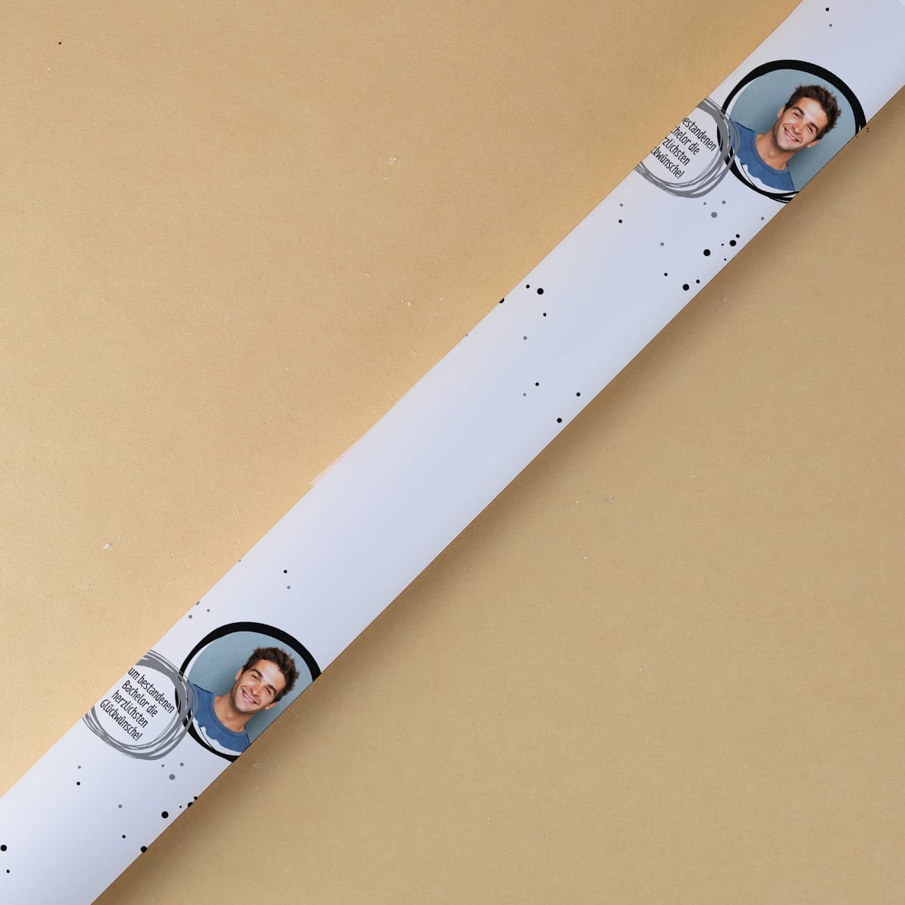Geschenkpapier mit Foto und Wunschtext zu vielen Anlässen