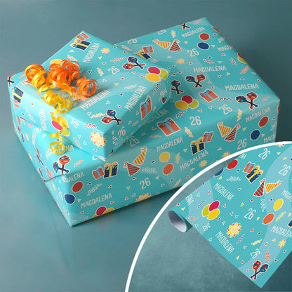 Geburtstags-Geschenkpapier mit Name und Alter