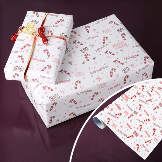Weihnachtliches Geschenkpapier mit Name
