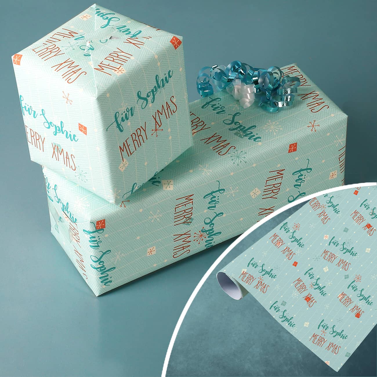 Geschenkpapier mit zwei Zeilen Wunschtext
