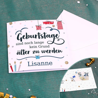 Geldkarte zum Geburtstag mit Name und Wunschtext