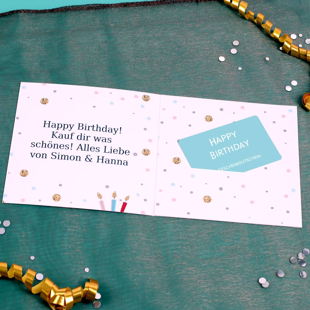 Geldkarte zum Geburtstag mit Name und Wunschtext