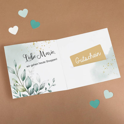 Gutscheinkarte mit 3 persönlichen Texten und einem Gutscheinschlitz