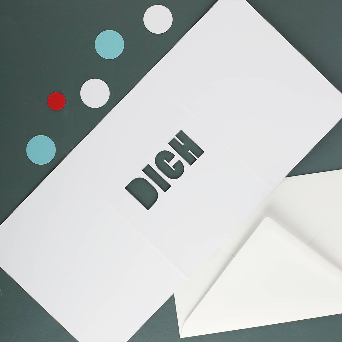 Mit Ausschnitt "DICH" für Geldscheine