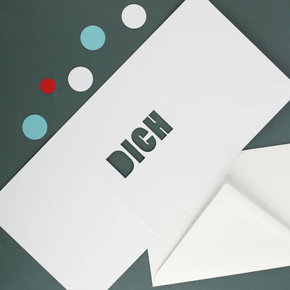 Mit Ausschnitt "DICH" für Geldscheine