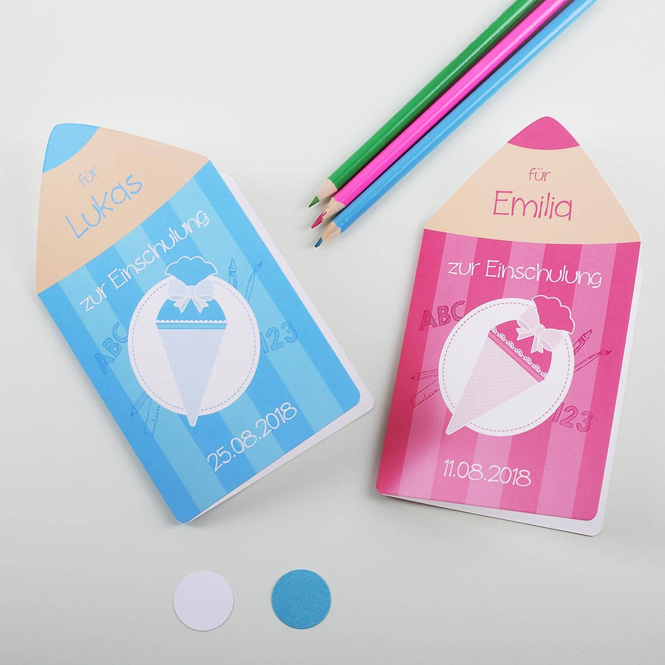 Glückwunschkarte zur Einschulung für Jungen oder Mädchen