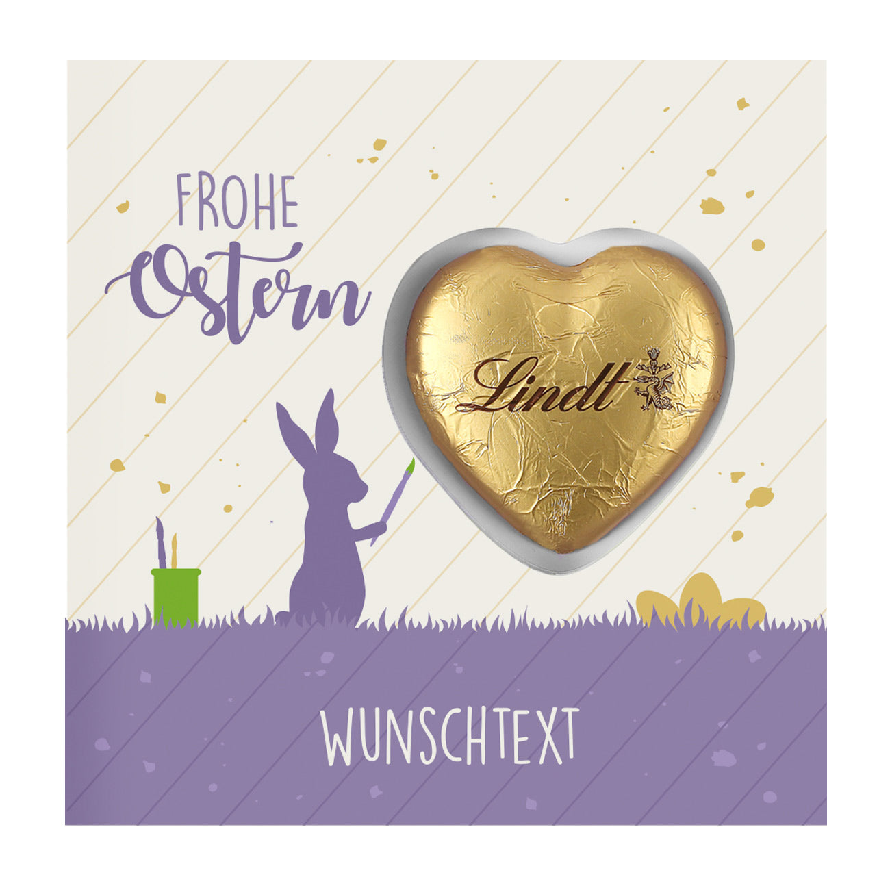 Frohe Ostern - Klappkarte mit Lindt Schokoherz