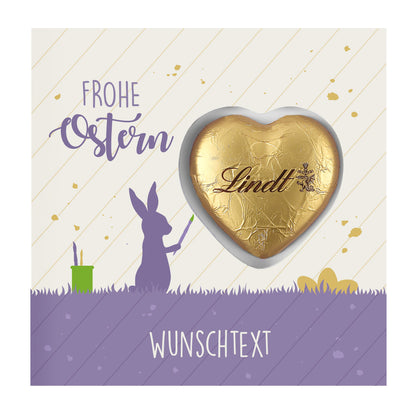 Frohe Ostern - Klappkarte mit Lindt Schokoherz