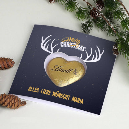 Weihnachtskarte mit Lindt Schoko Herz