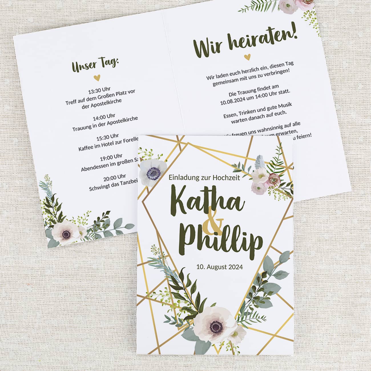Einladungskarte Hochzeit A6 Hochformat