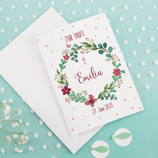 Individuell bedruckte Karte als Erinnerung an den Tauftag 