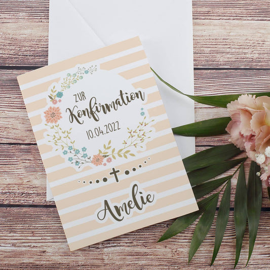 Klappkarte zur Konfirmation mit Ihren Wunschangaben gestaltet