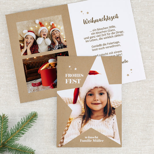 Weihnachtskarte mit Fotos und Texten individuell gestaltet – kreative Grußkarte zu Weihnachten.