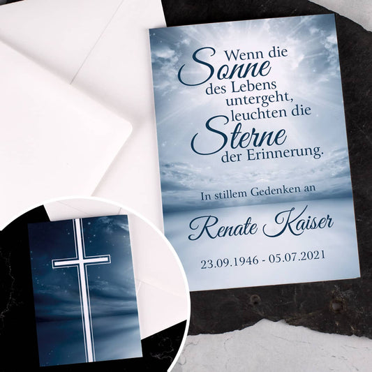 Trauerkarte - Wenn die Sonne des Lebens untergeht