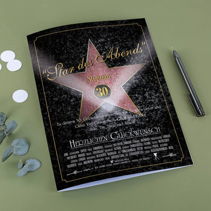 Große Klappkarte Star des Abends mit Name, Alter, Wunschtext