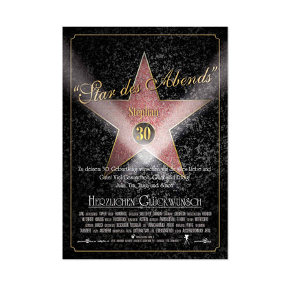 Star des Abends Glückwunschkarte DIN A4 groß mit Personalisierung