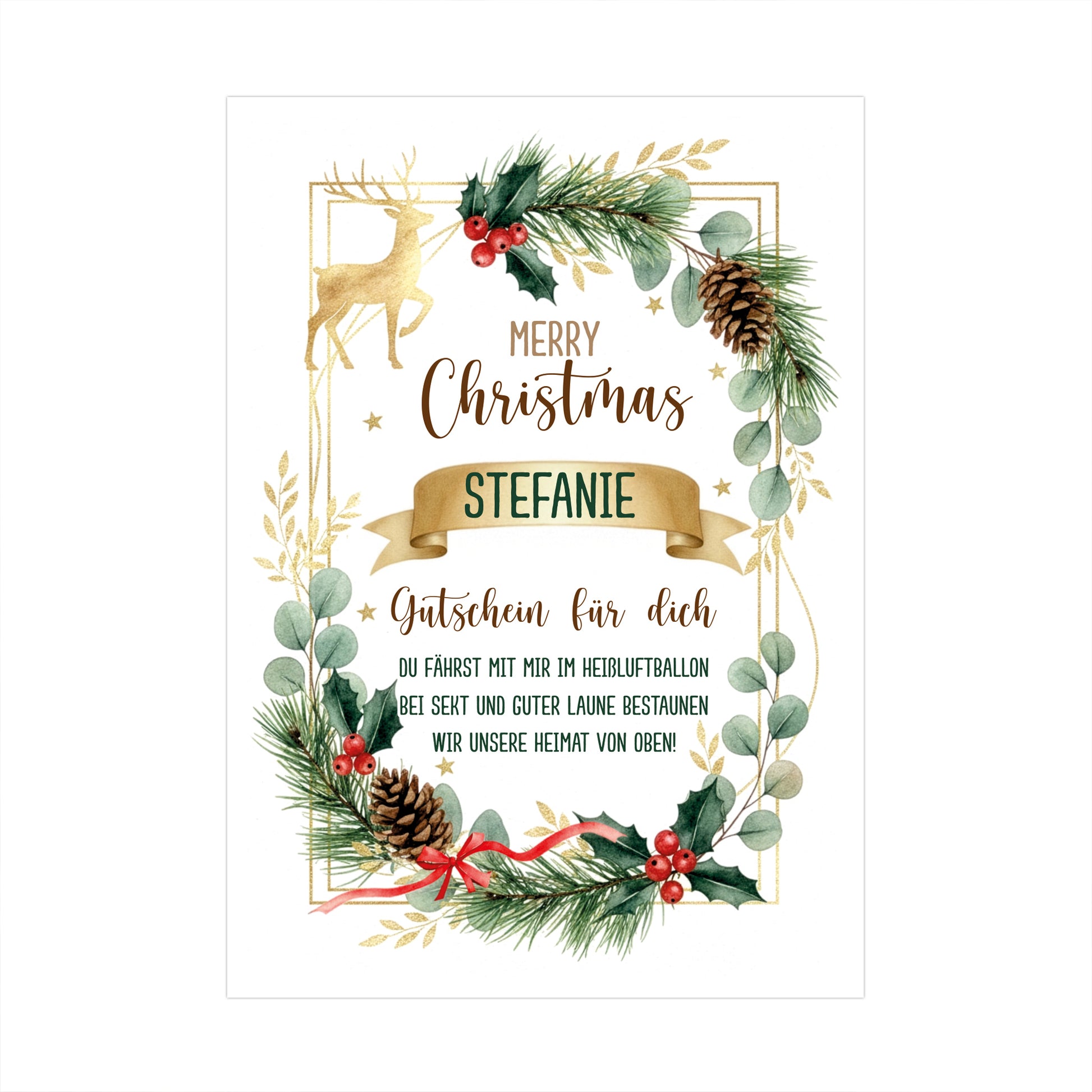 Vorderseite der A4-Klappkarte zu Weihnachten mit Name und Wunschtext personalisierbar