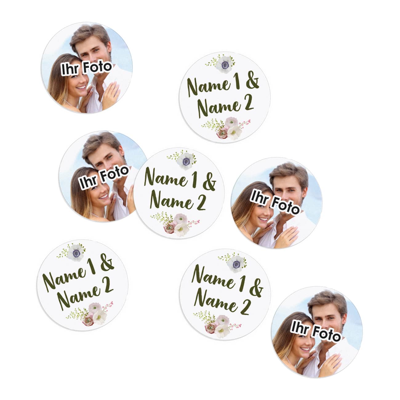 XL - Fotokonfetti zur Hochzeit mit Namen und Blüten