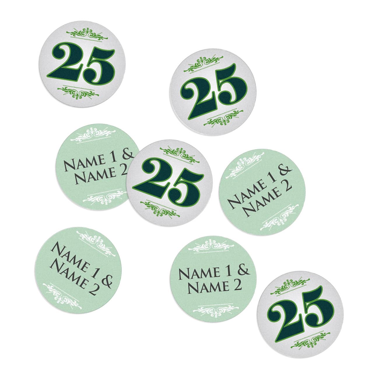 XL Konfetti zur silbernen Hochzeit mit Namen des Paares