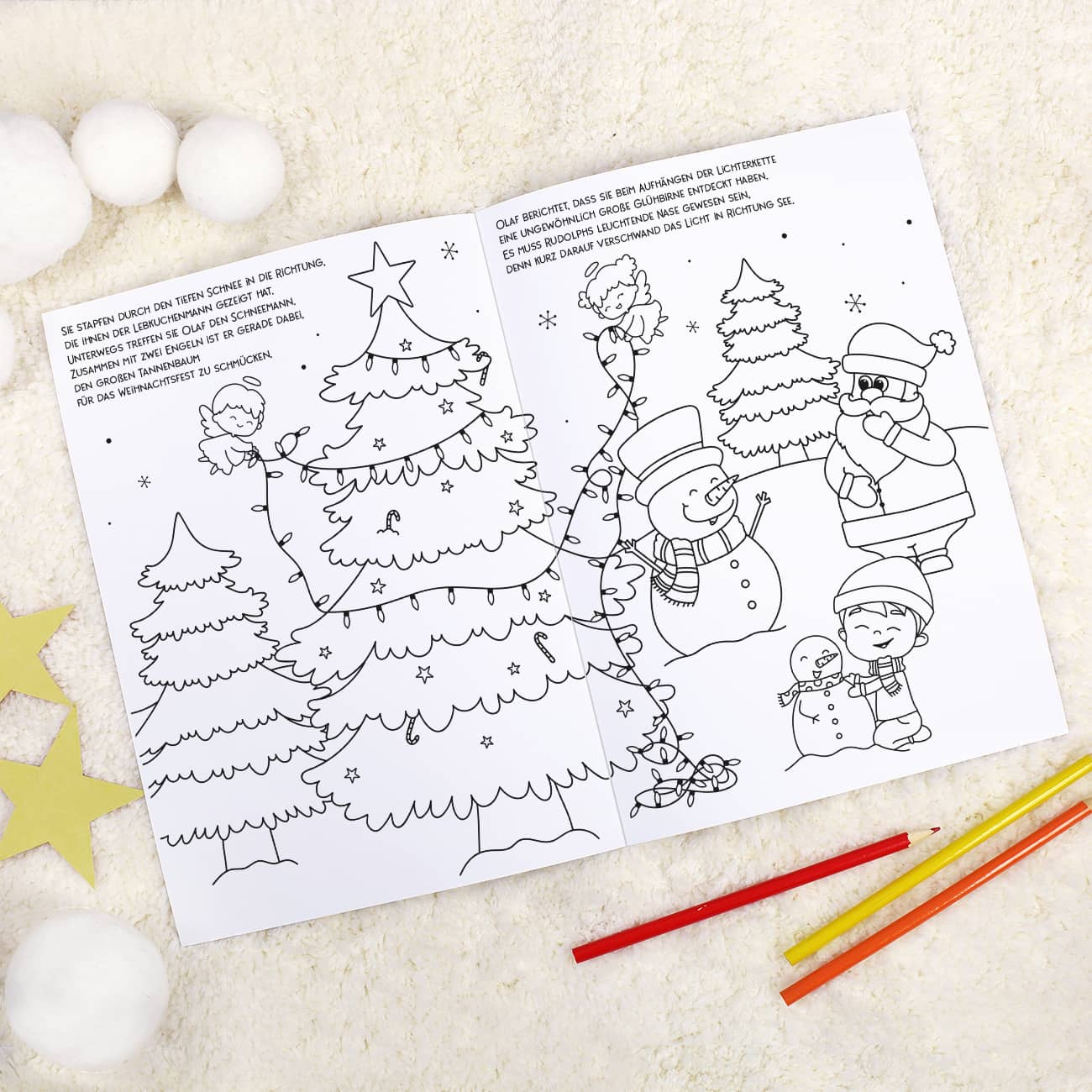 Malheft zu Weihnachten mit fortlaufender Geschichte mit Name des Jungen