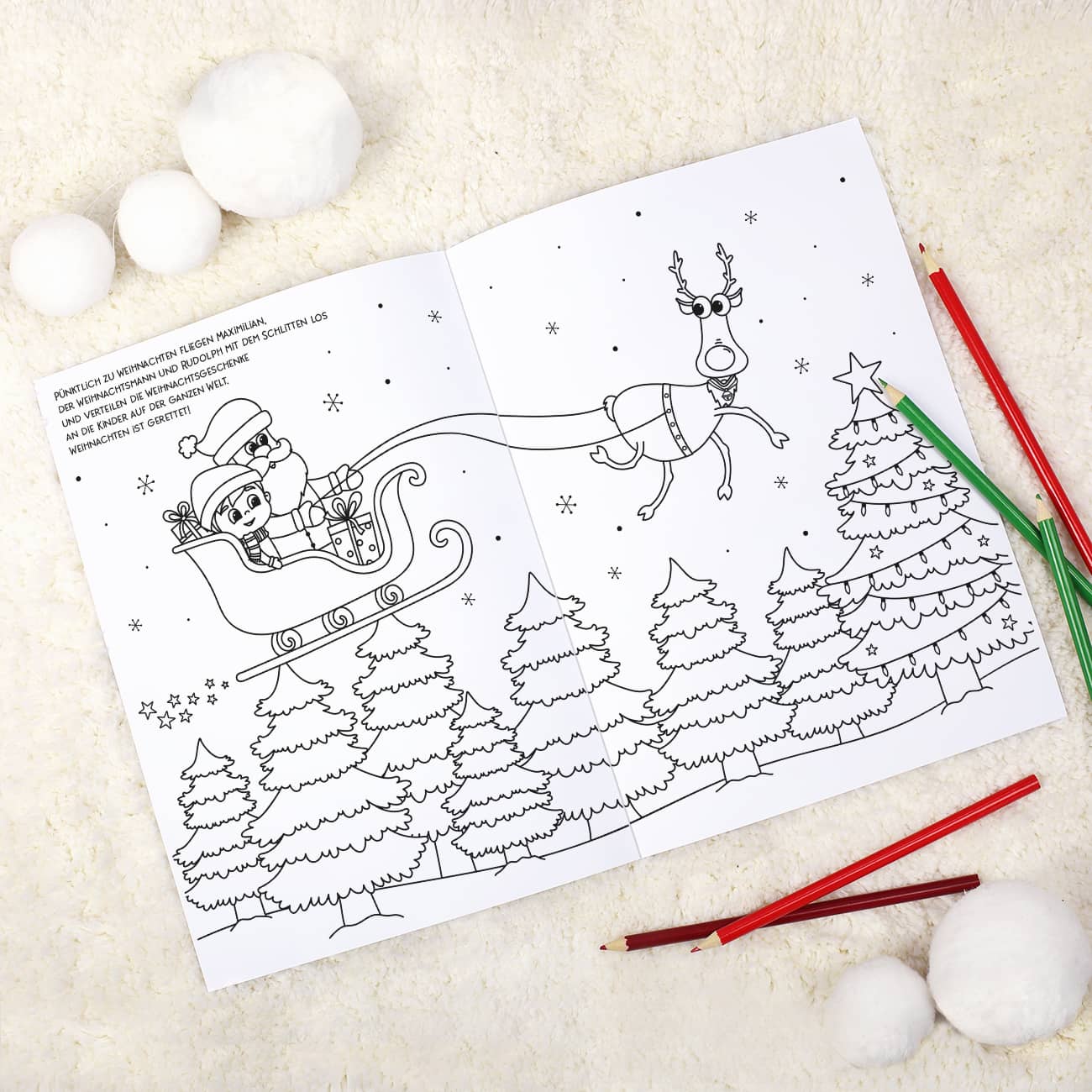 Malheft zu Weihnachten mit fortlaufender Geschichte mit Name des Jungen