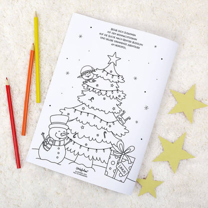 Malheft zu Weihnachten mit fortlaufender Geschichte mit Name des Jungen