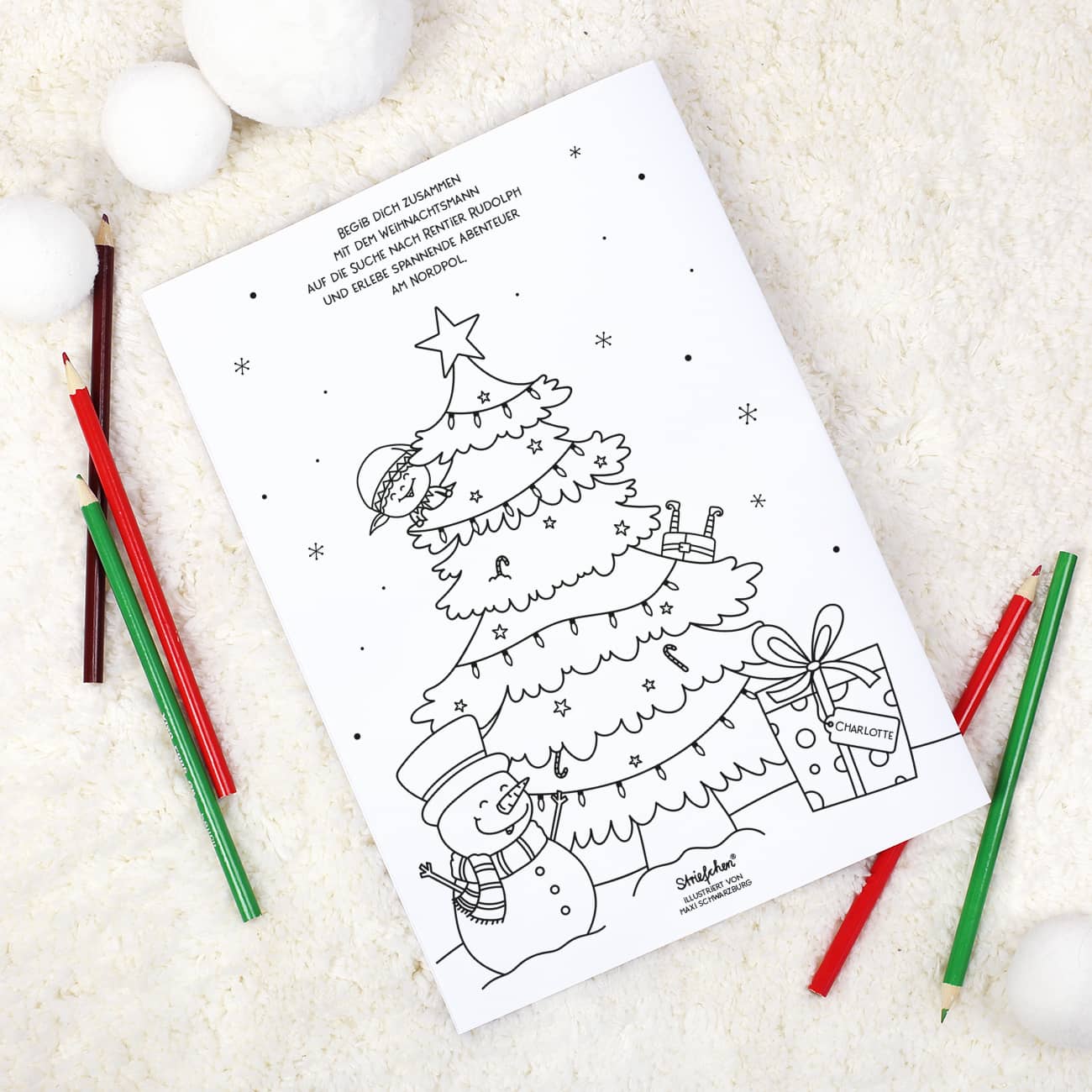 Malheft zu Weihnachten für Mädchen und Jungen