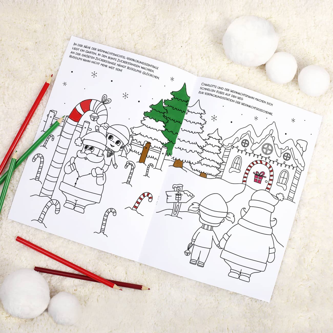 Malheft zu Weihnachten mit fortlaufender Geschichte mit Name des Mädchens