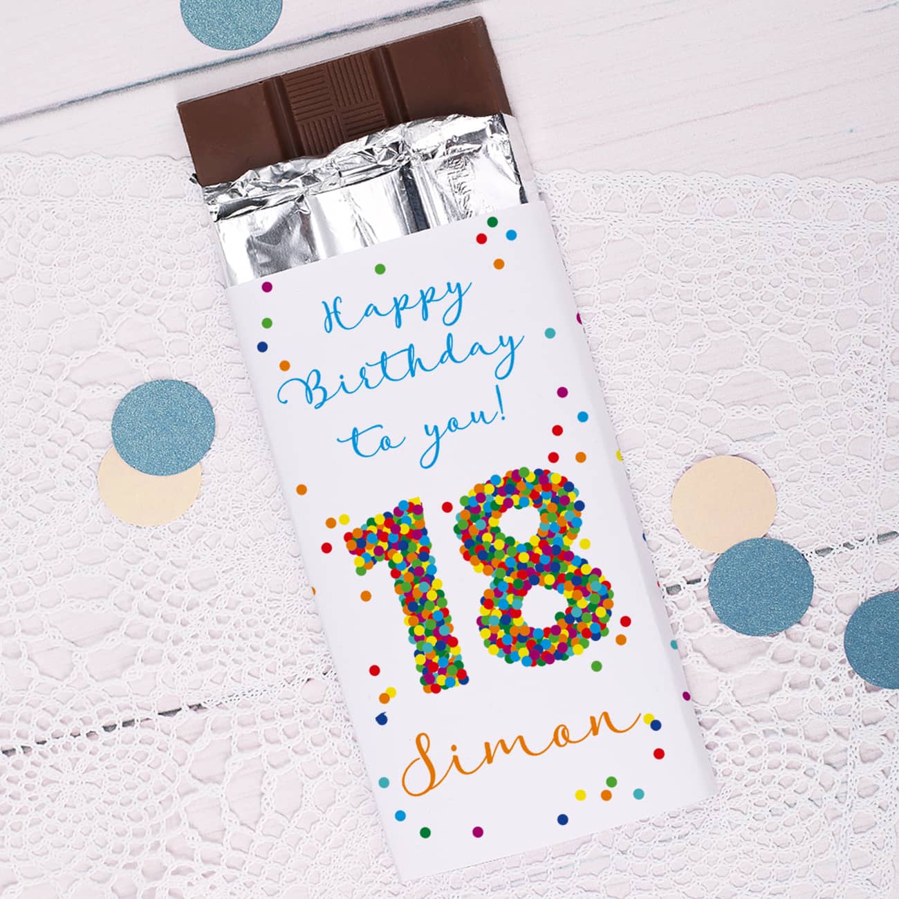 100g Schokolade zum 18. Geburtstag