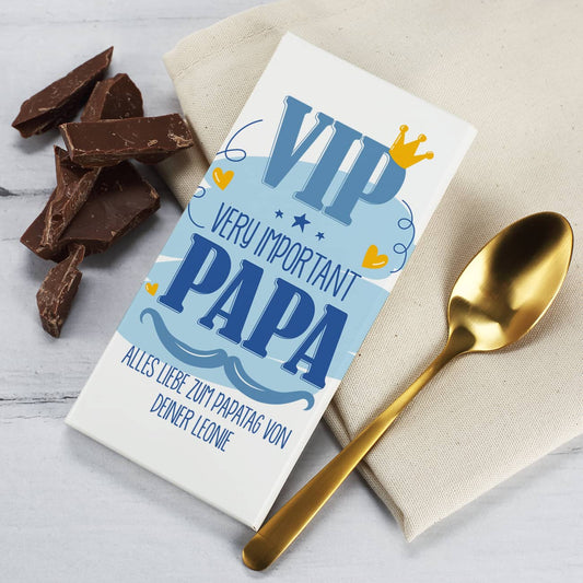 Personalisierte Schokolade zum Vatertag VIP Very important papa mit Text personalisiert