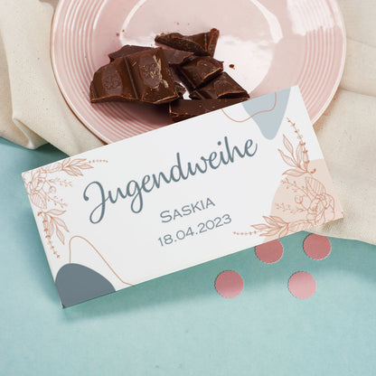 Personalisierte Schokoladentafel zur Jugendweihe