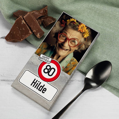 Geburtstags-Schokolade mit Foto, Alter & Name