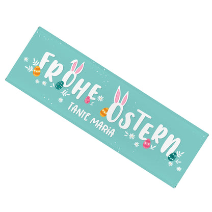 Personalisierte 300 g Milchschokolade zu Ostern mit Hasenohren-Motiv