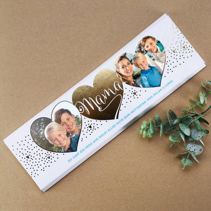 Für Mama - XL Foto-Schokolade mit Goldfolie veredelt