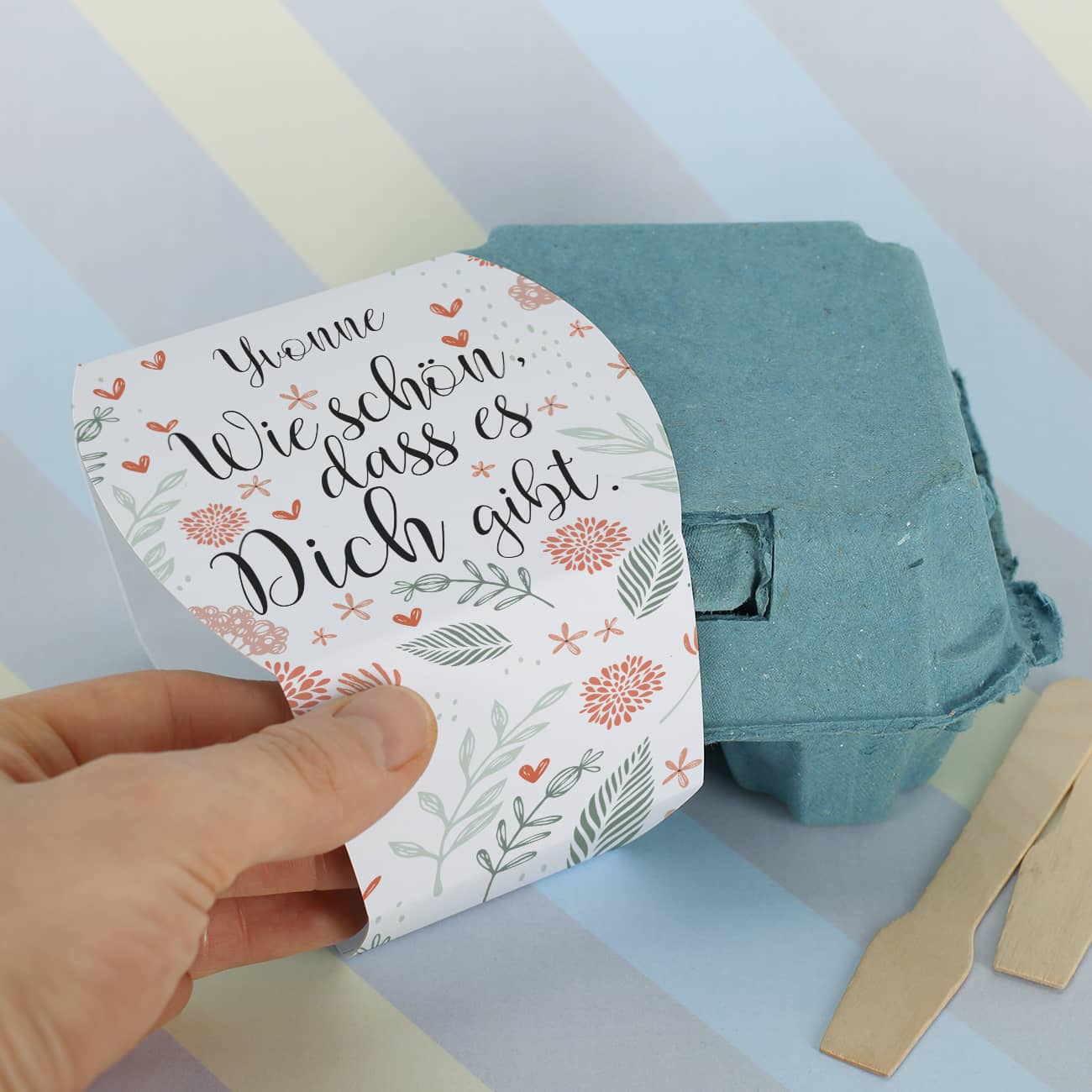 Personalisierter Eierkarton mit Banderole