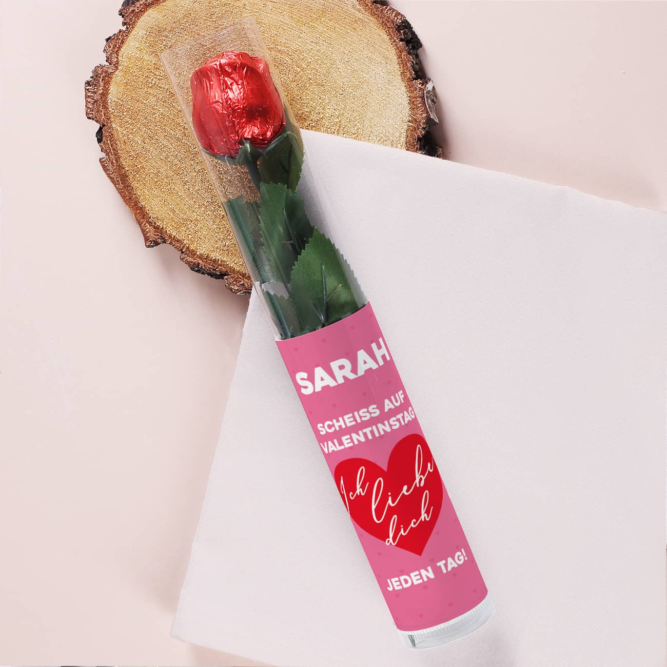 Schokorose - Scheiß auf Valentinstag... mit Name persönlich bedruckt