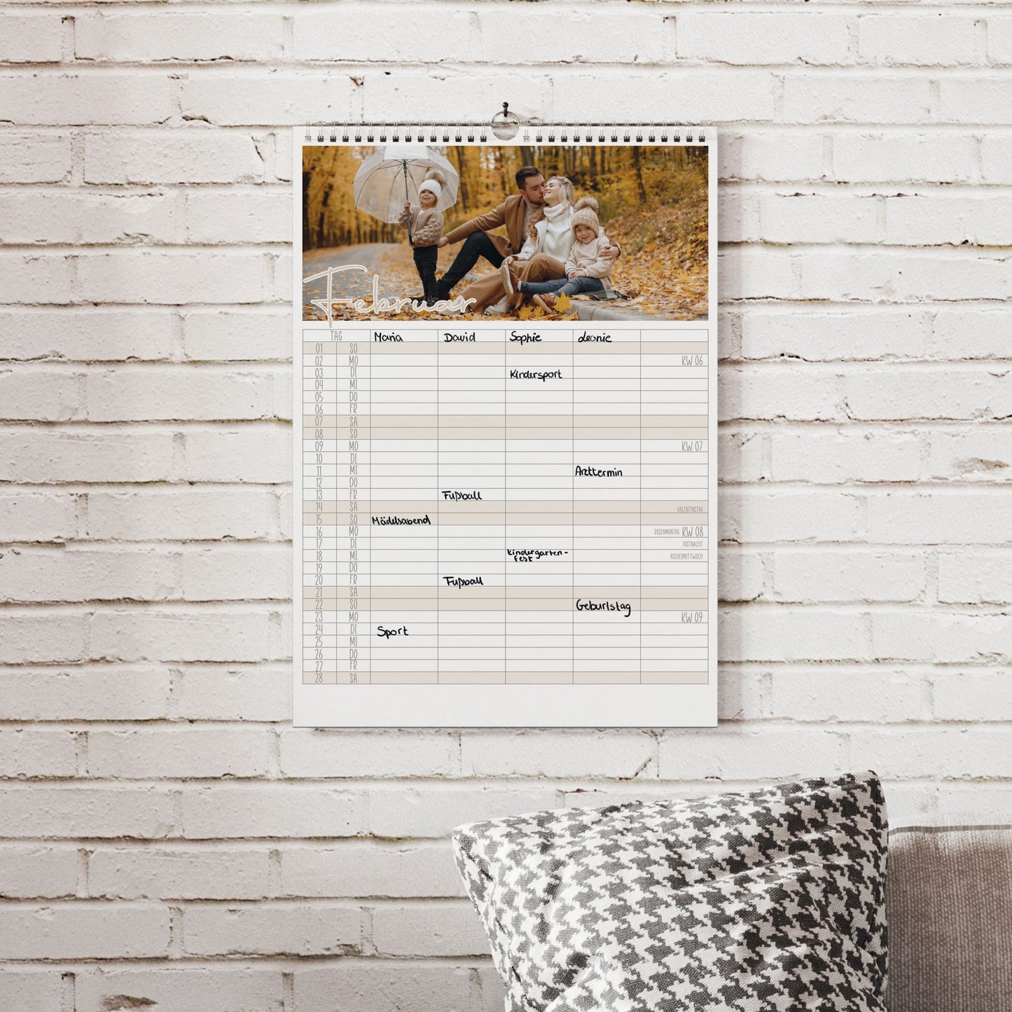Familien - Wandkalender mit Textspalten für Aktivitäten