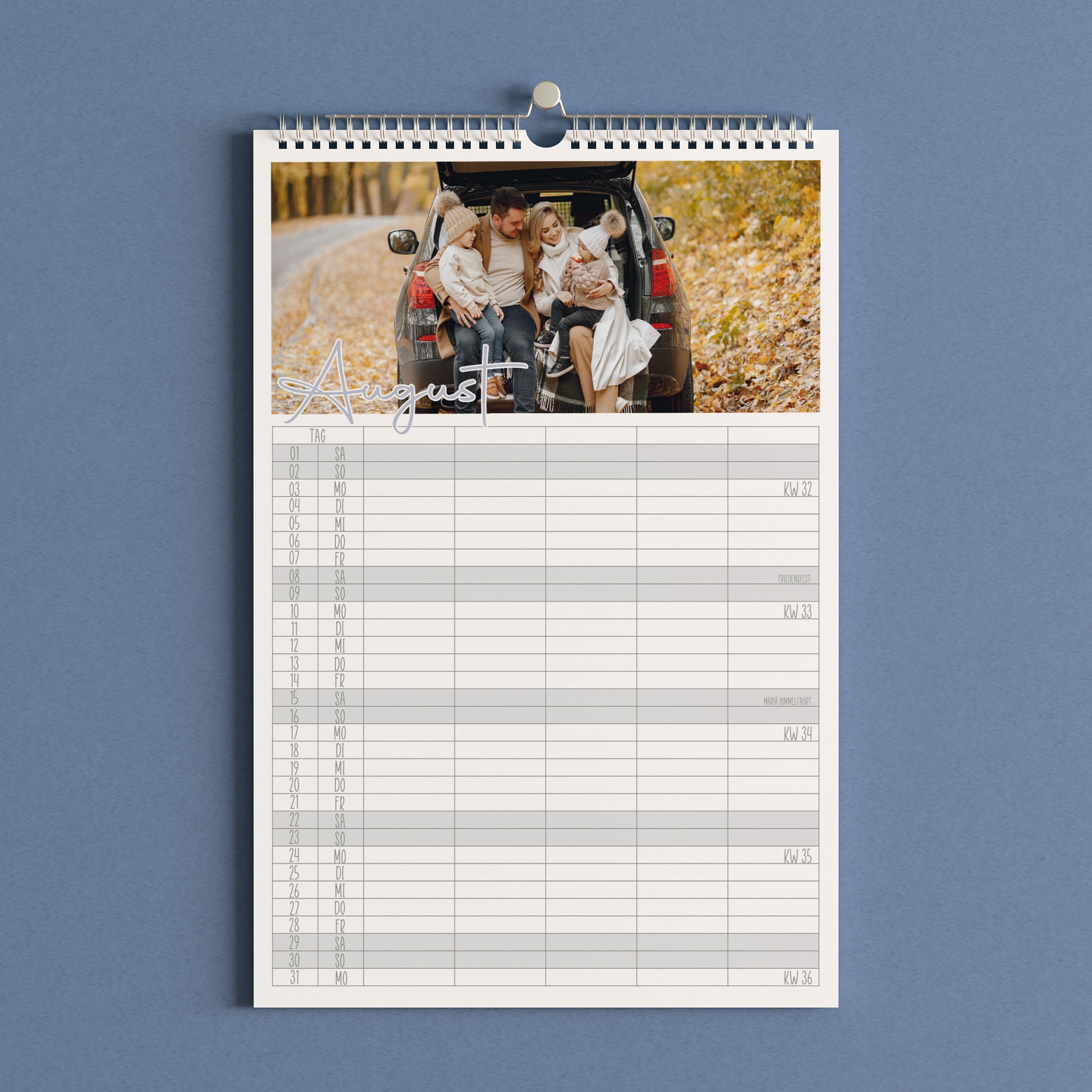 Fotokalender mit 4 Spalten für Ihr Familien-Programm