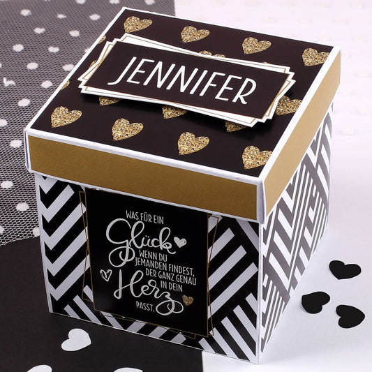 Überraschungsbox "Was für ein Glück" mit Ihrem Wunschnamen