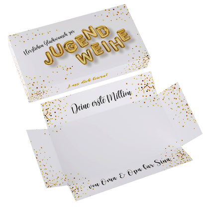 Geldgeschenk zur Jugendweihe, Explosionsbox mit Wunschtext