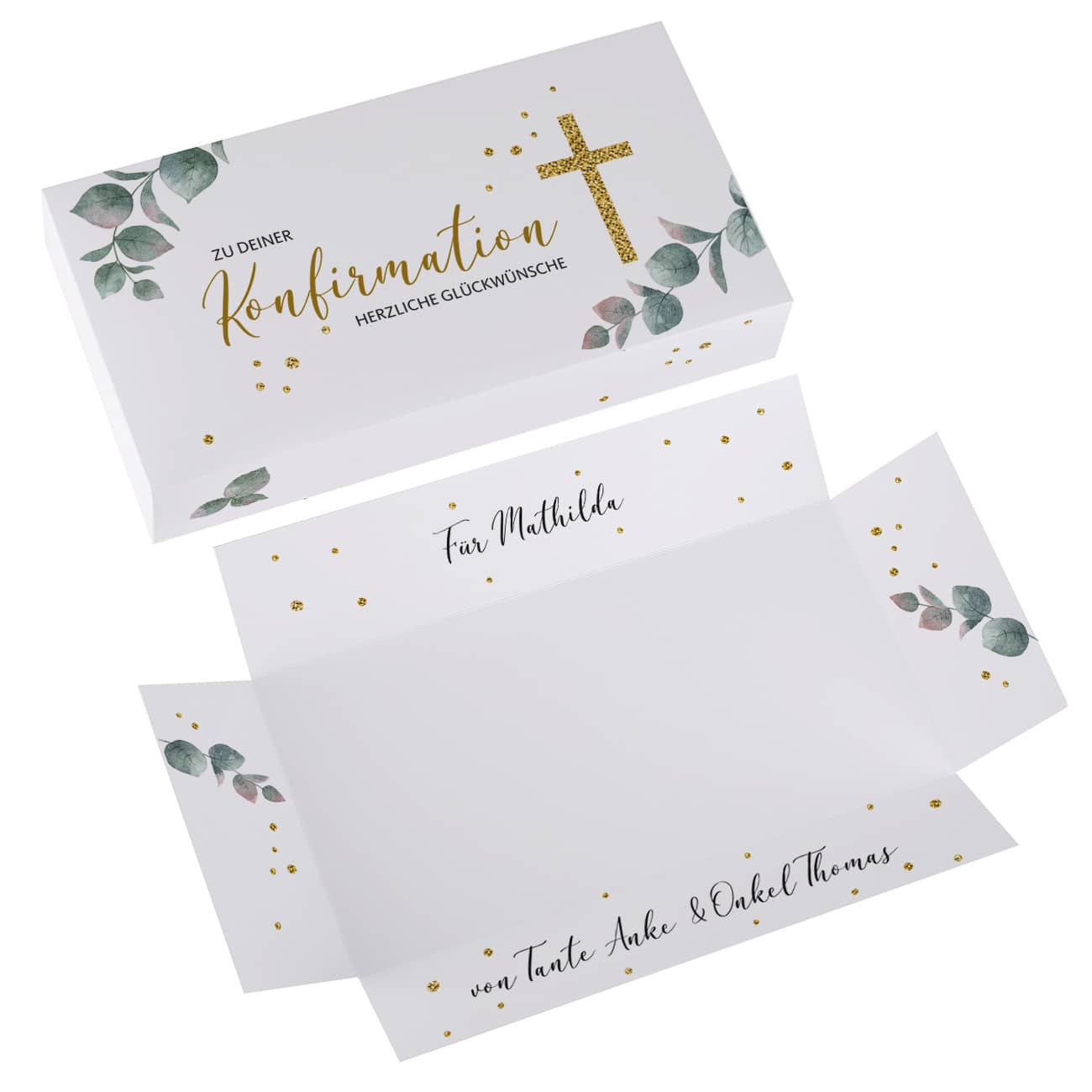 Geldgeschenk zur Konfirmation mit Ihrem Text