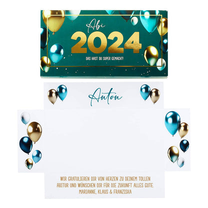 Geldgeschenk zum Abitur 2024 - persönliche Box mit Goldprägung