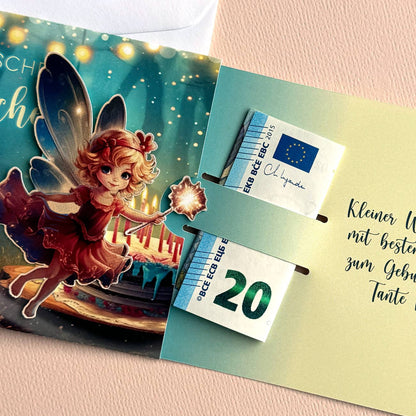 Geldgeschenk-Ziehkarte magische Glückwünsche zum Geburtstag