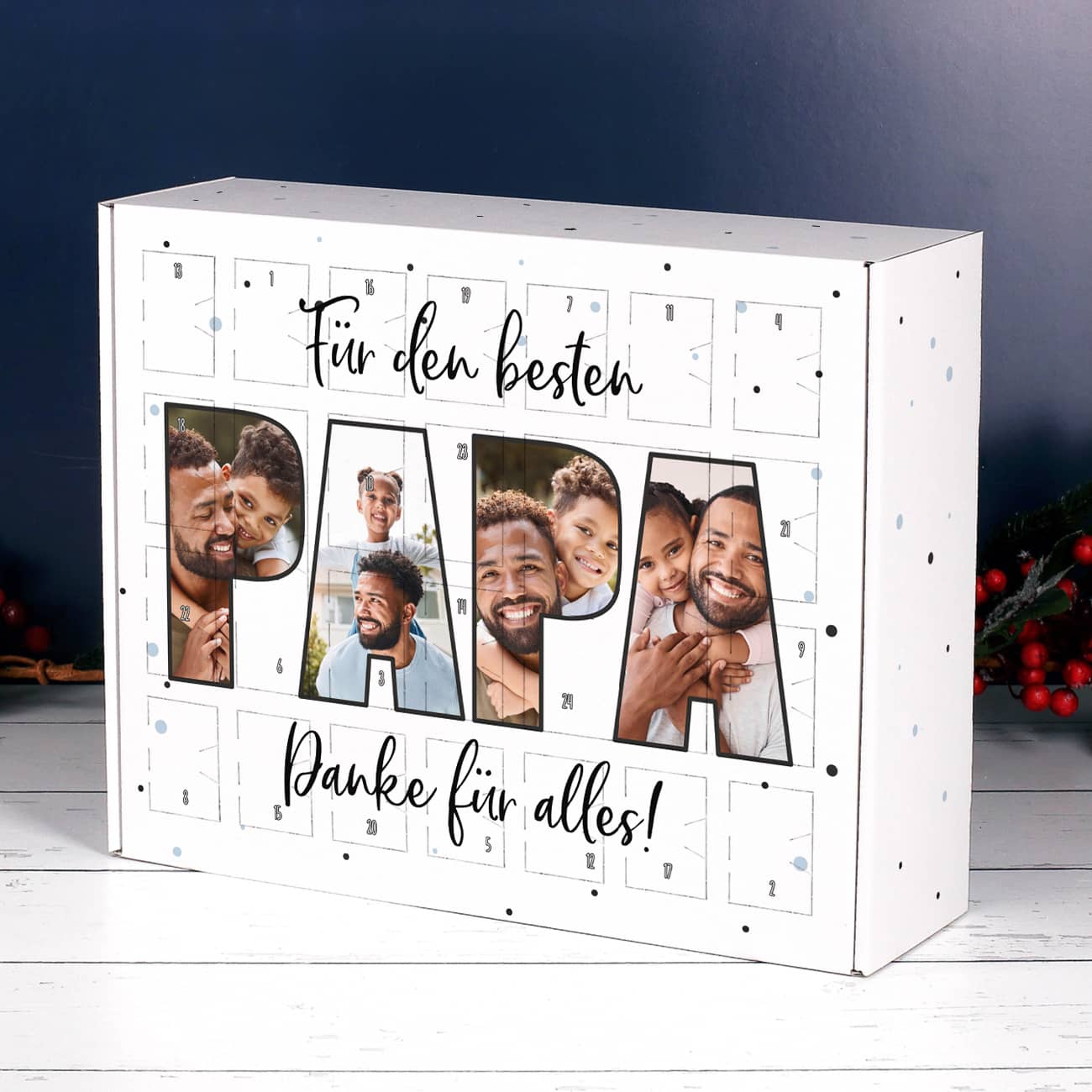 Adventskalender für Papa zum Selberfüllen mit Fotos nach Wunsch bedruckt