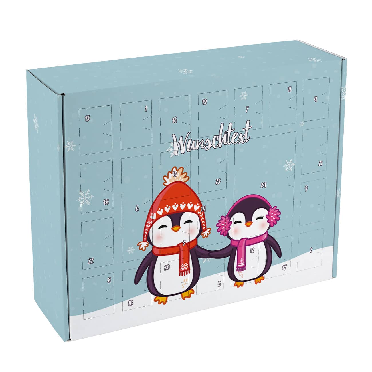 Pinguin Adventskalender zum selber Füllen mit Wunschtext