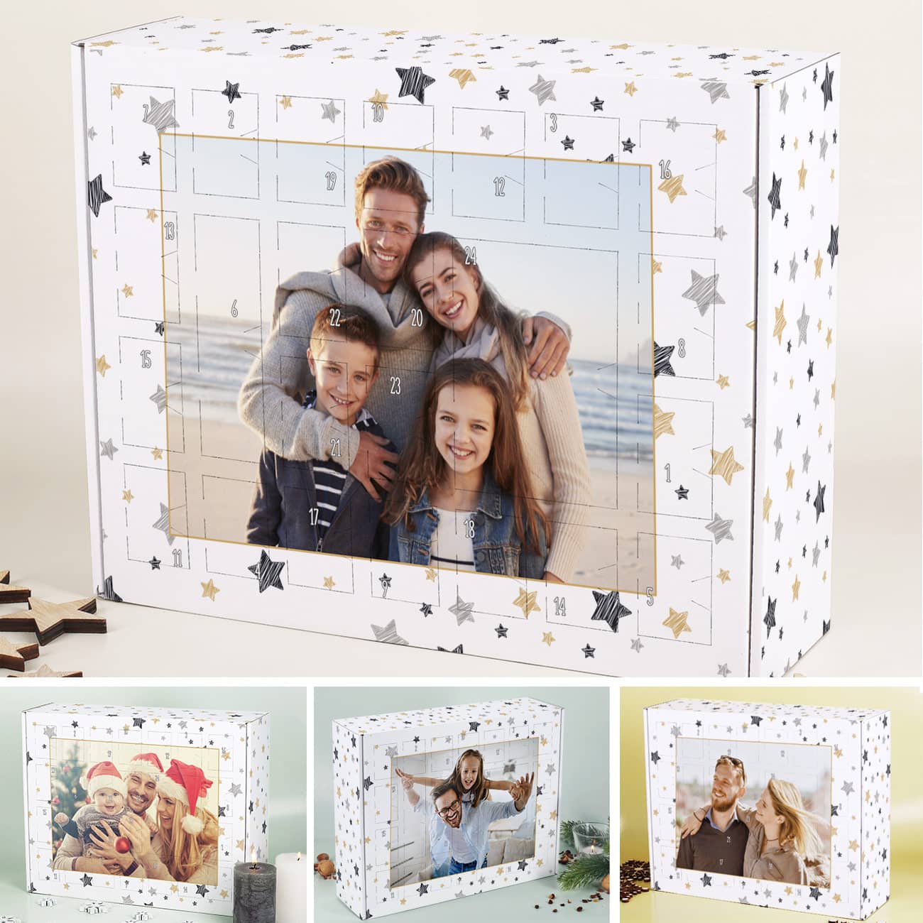 Adventskalender bedruckt mit persönlichem Foto zum selbst befüllen