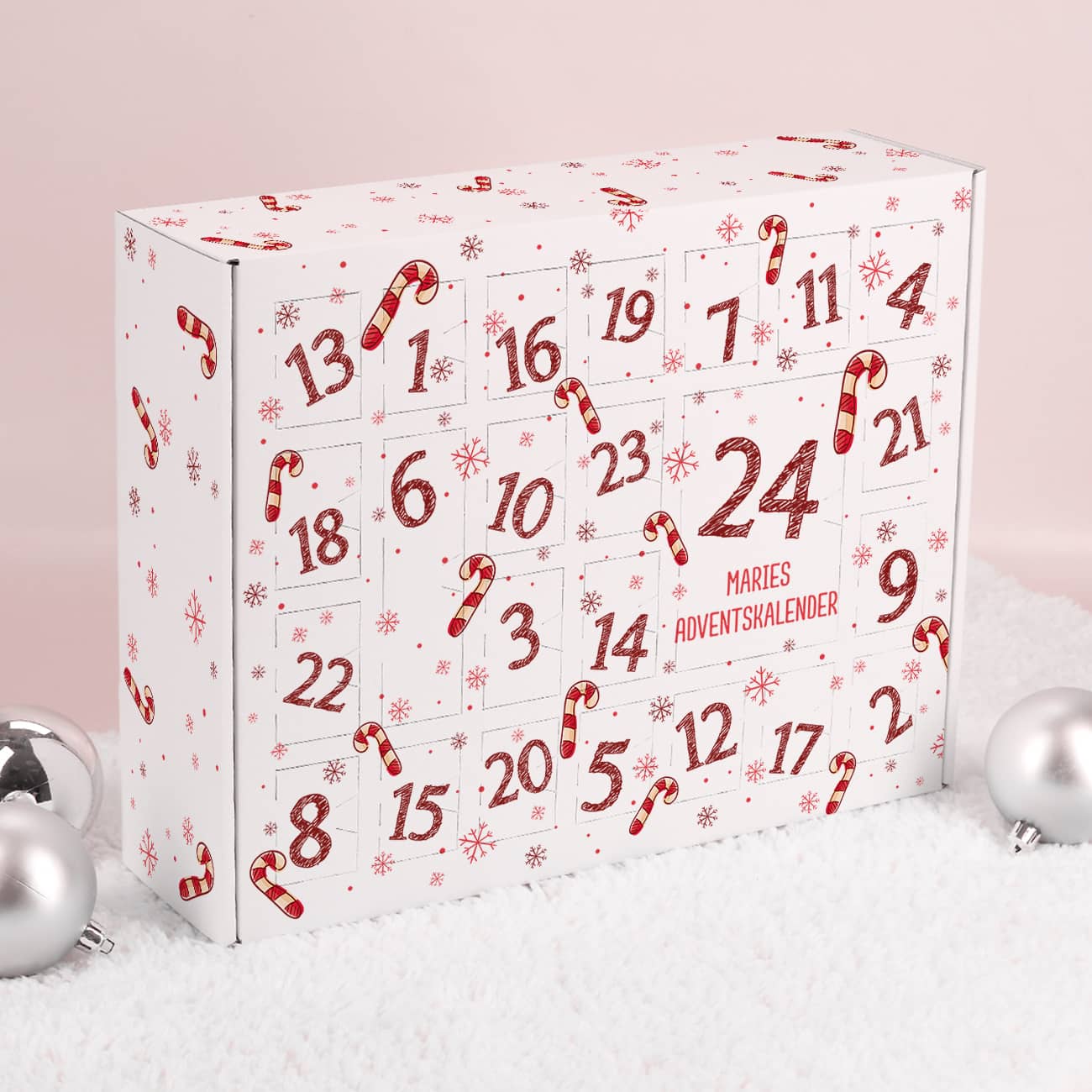 Adventskalender mit Zuckerstangenmotiv zum selbst befüllen