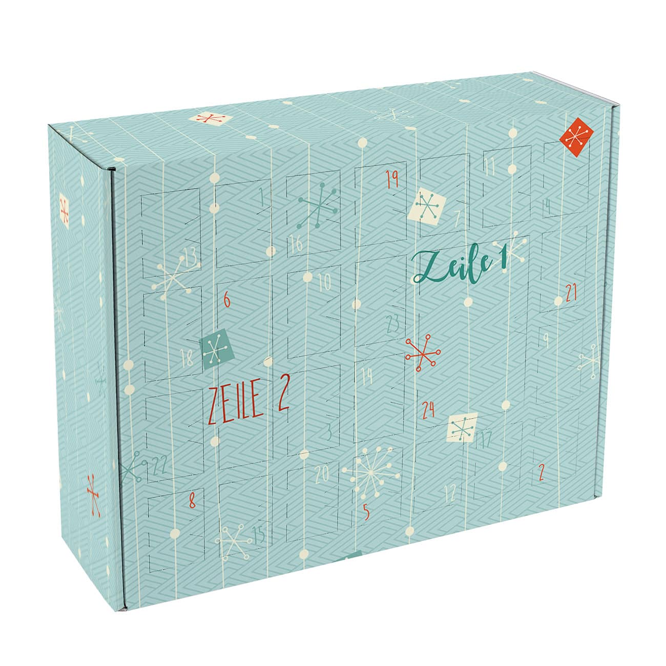 Adventskalender mit zwei Zeilen Wunschtext zum selbst befüllen