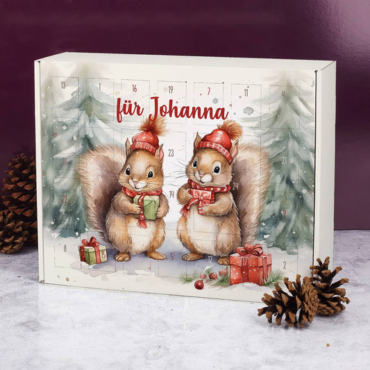 DIY Eichhörnchen Adventskalender aus Pappe mit Name personalisiert