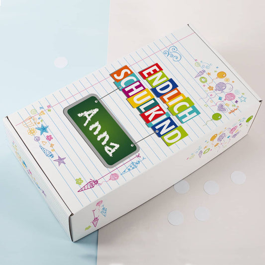 Geschenkkarton zur Einschulung - Endlich Schulkind